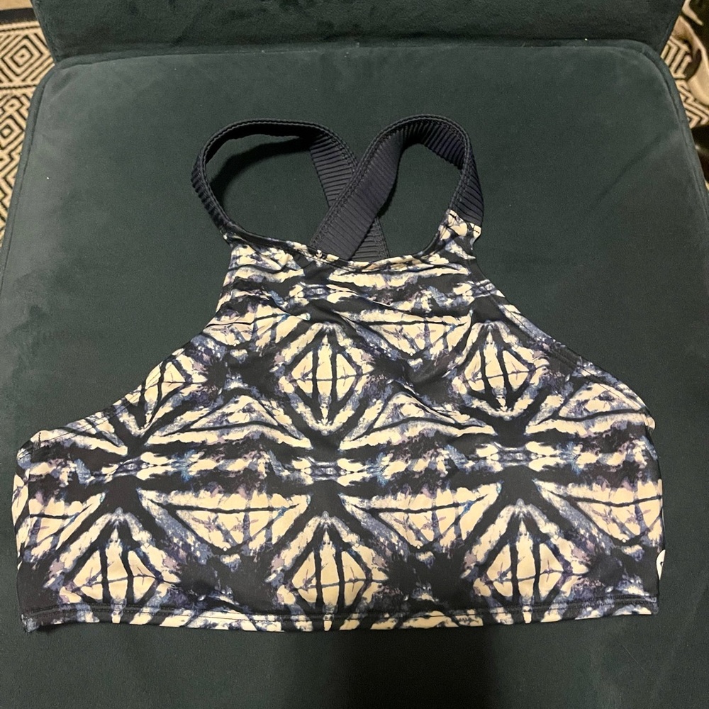 Roxy halter blue white bathing suit top bikini